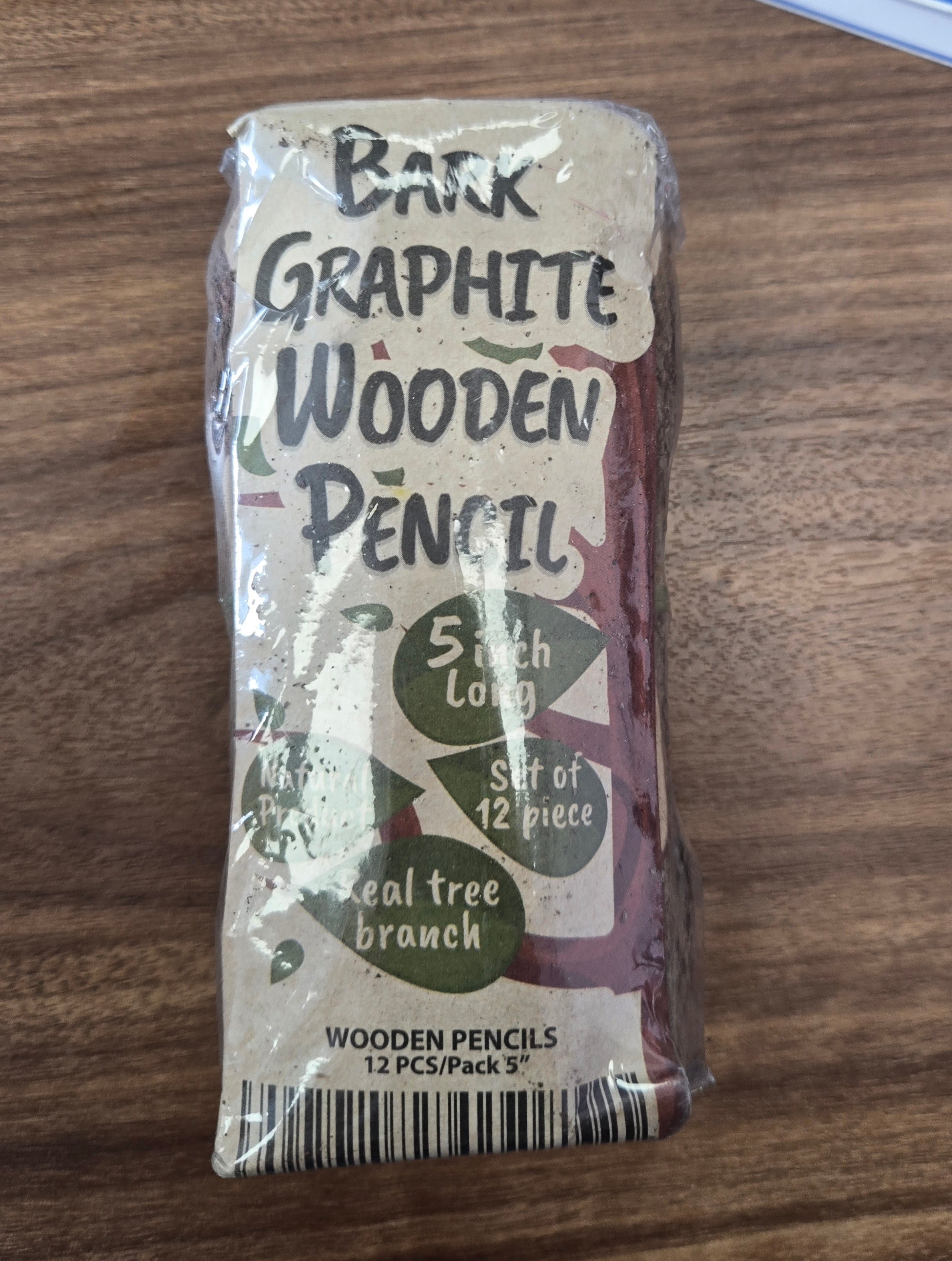 Bark Graphite Wooden Pencils – Set of 12