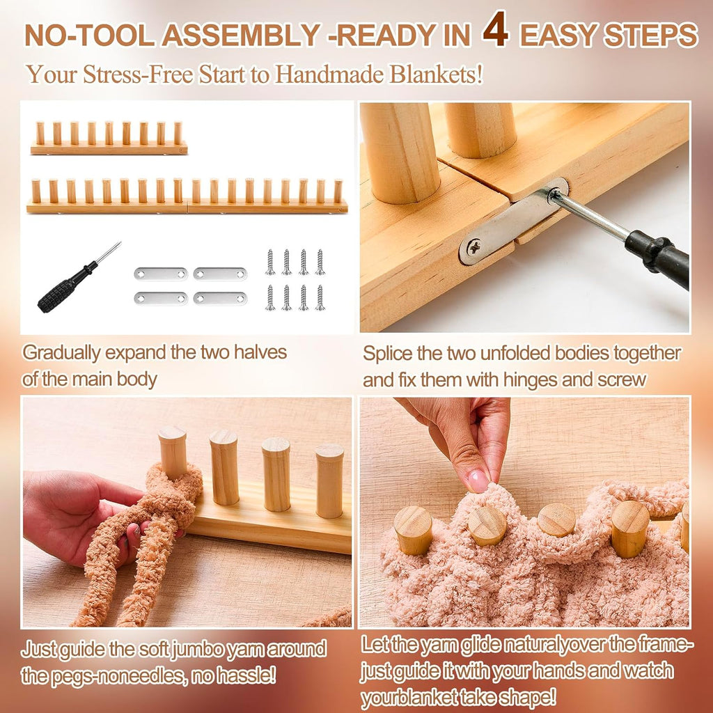 wooden chunky blanket knitting loom