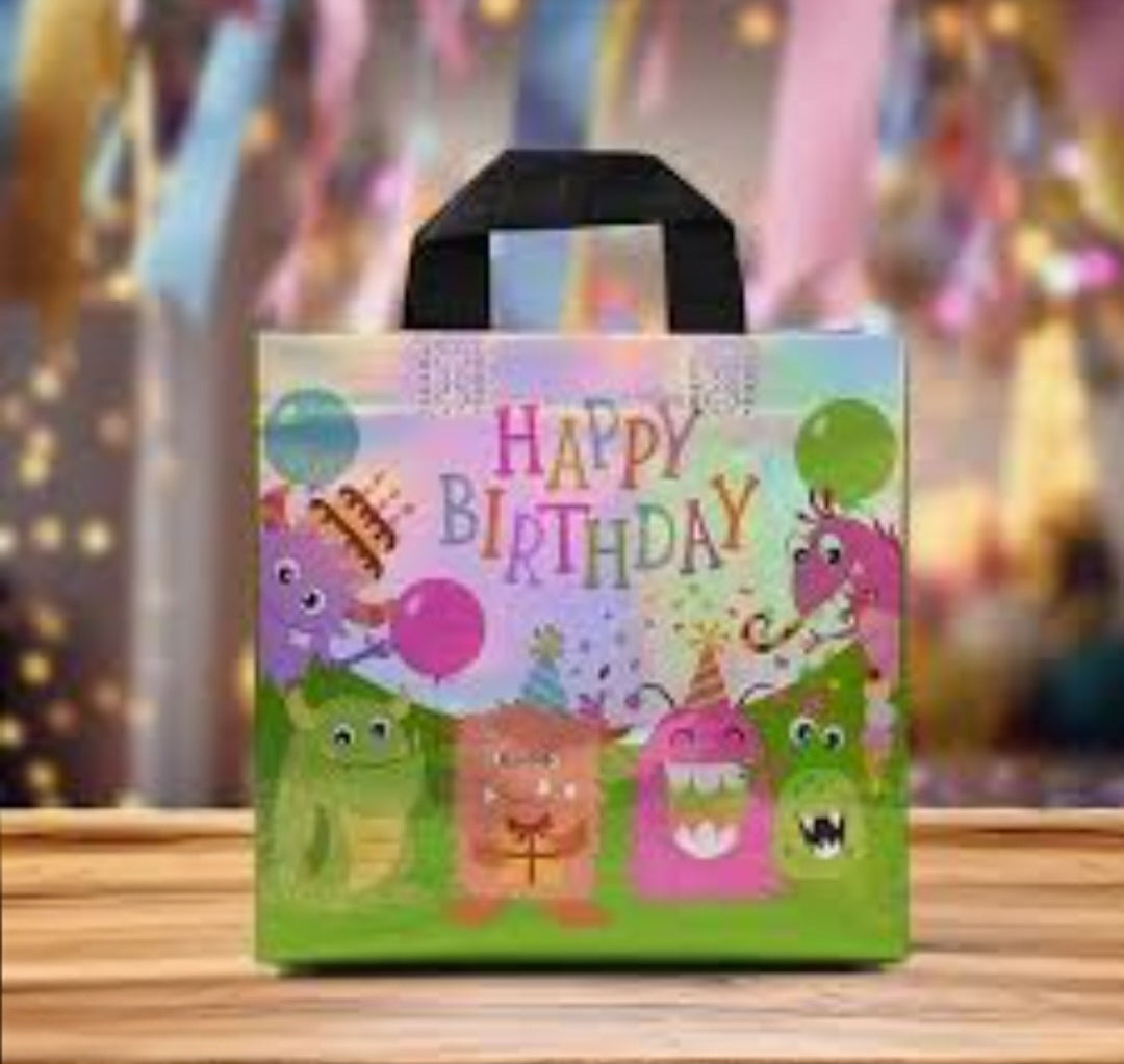 Holographic Monster Birthday Gift Bag – Reusable Party Gift Bag