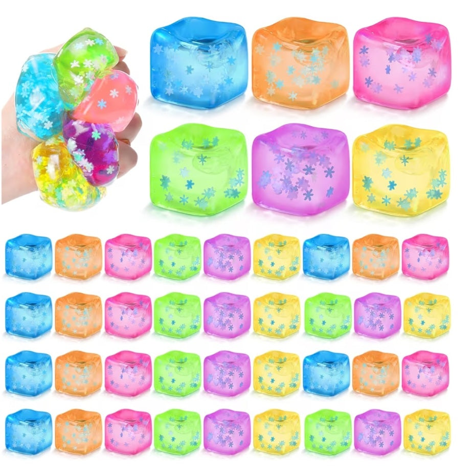 Ice Cube Squishy – 1.5” NeeDoh Style Sensory Toy (Random Color)