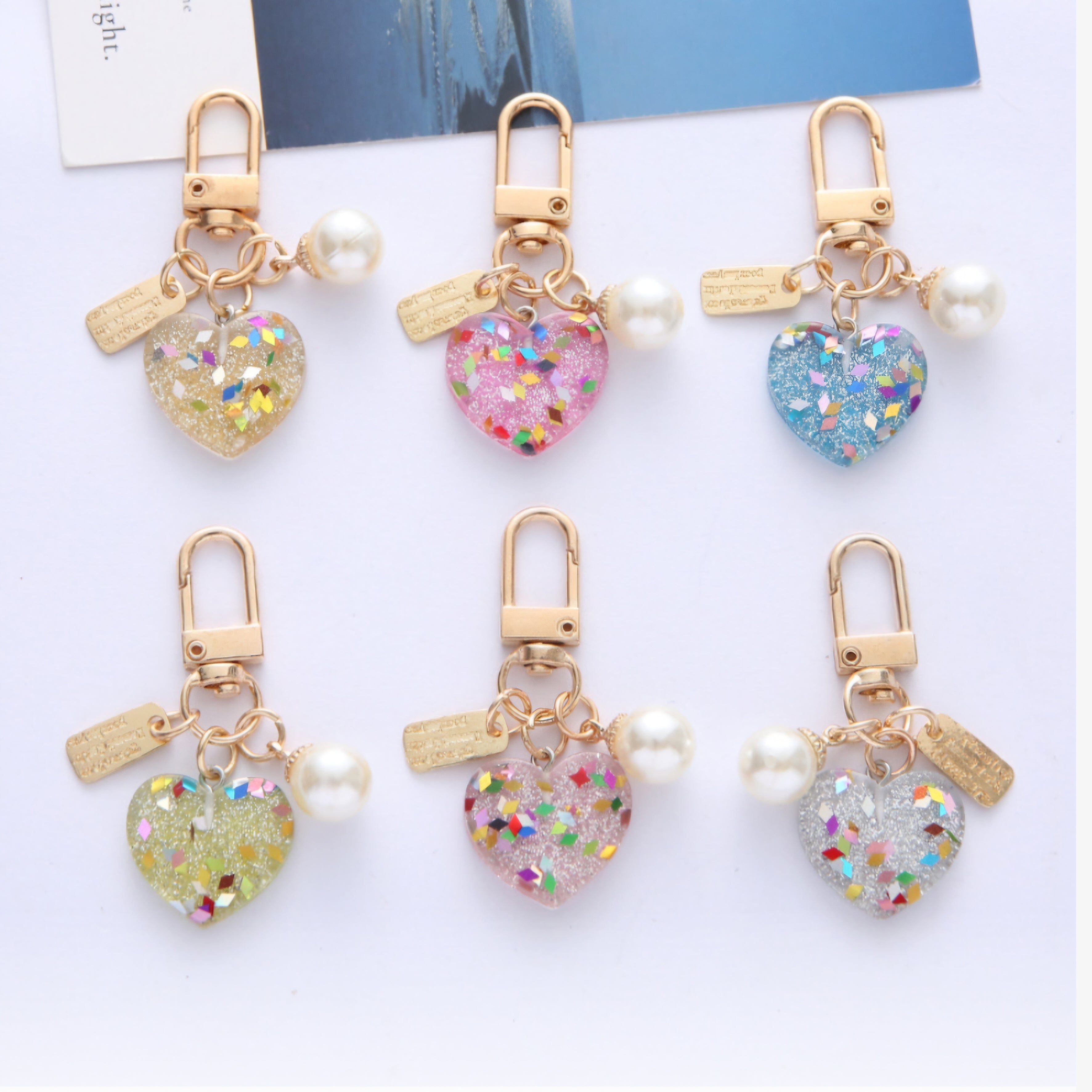 Cute Heart Shape Resin Metal Bag Pendant Keychain