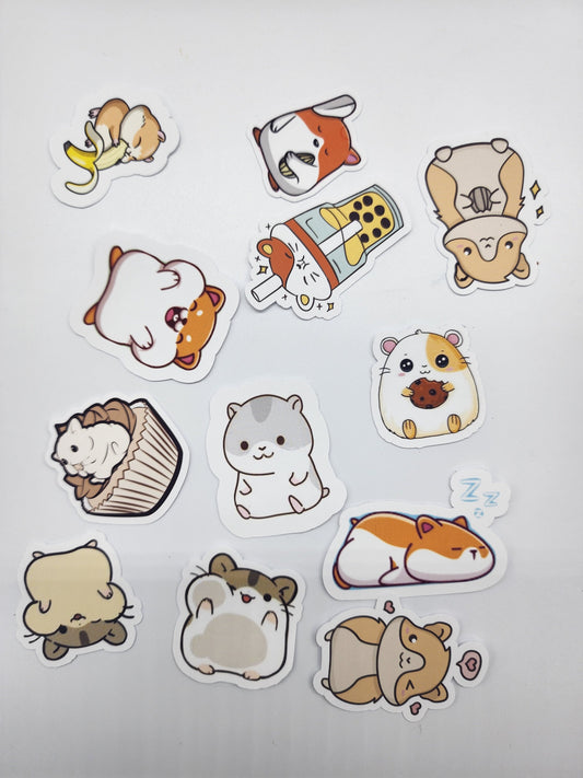 12 Handmade Hamster Stickers