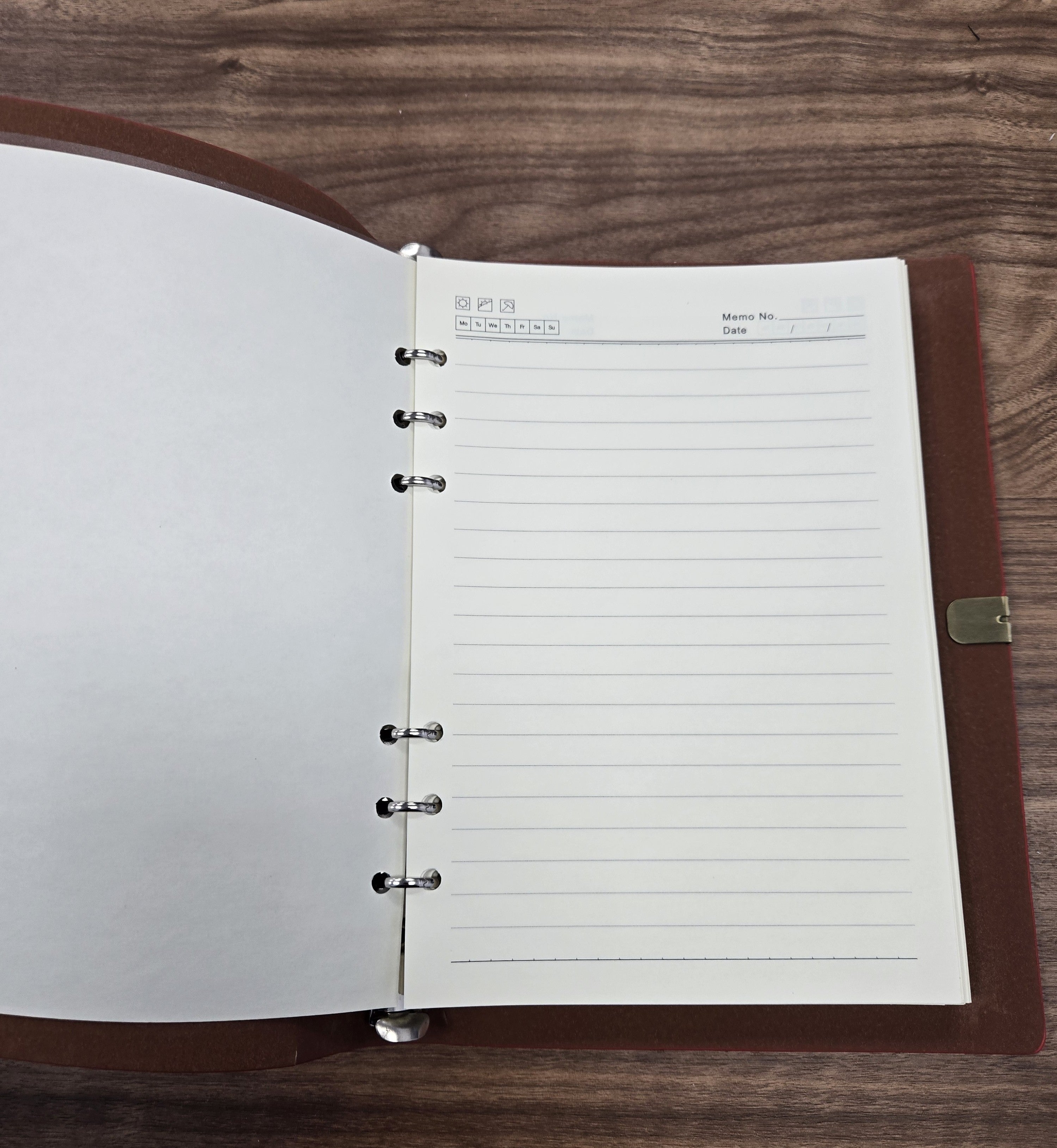 Red Faux Leather Ring Binder Journal – Refillable Notebook – Vintage Style Planner