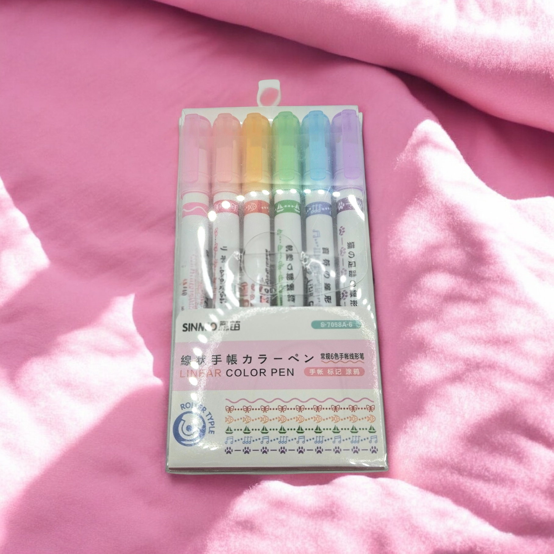 Pastel Stamp Marker Set | Kawaii Line Stamp Pens | Journaling & Planner Stamps | Cute Stationery Set