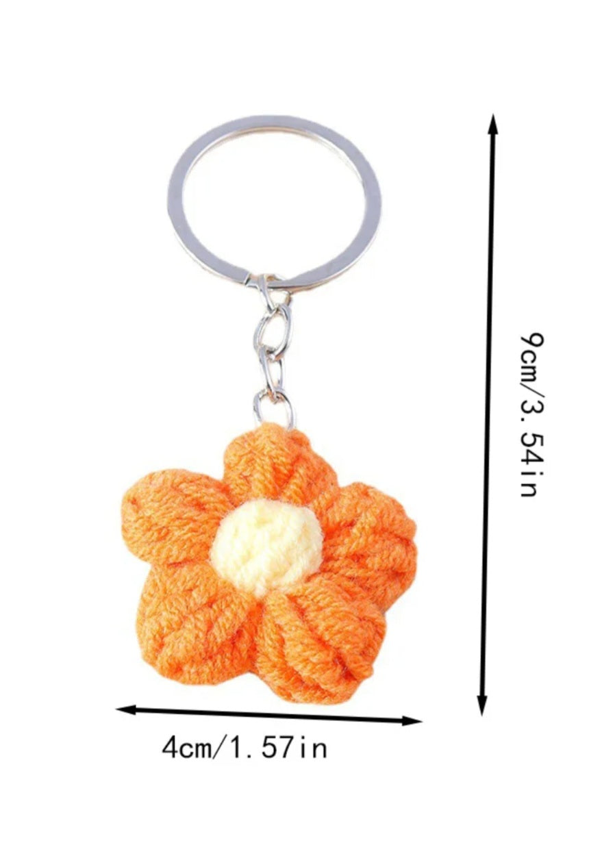 Petite Crochet Flower Keychain