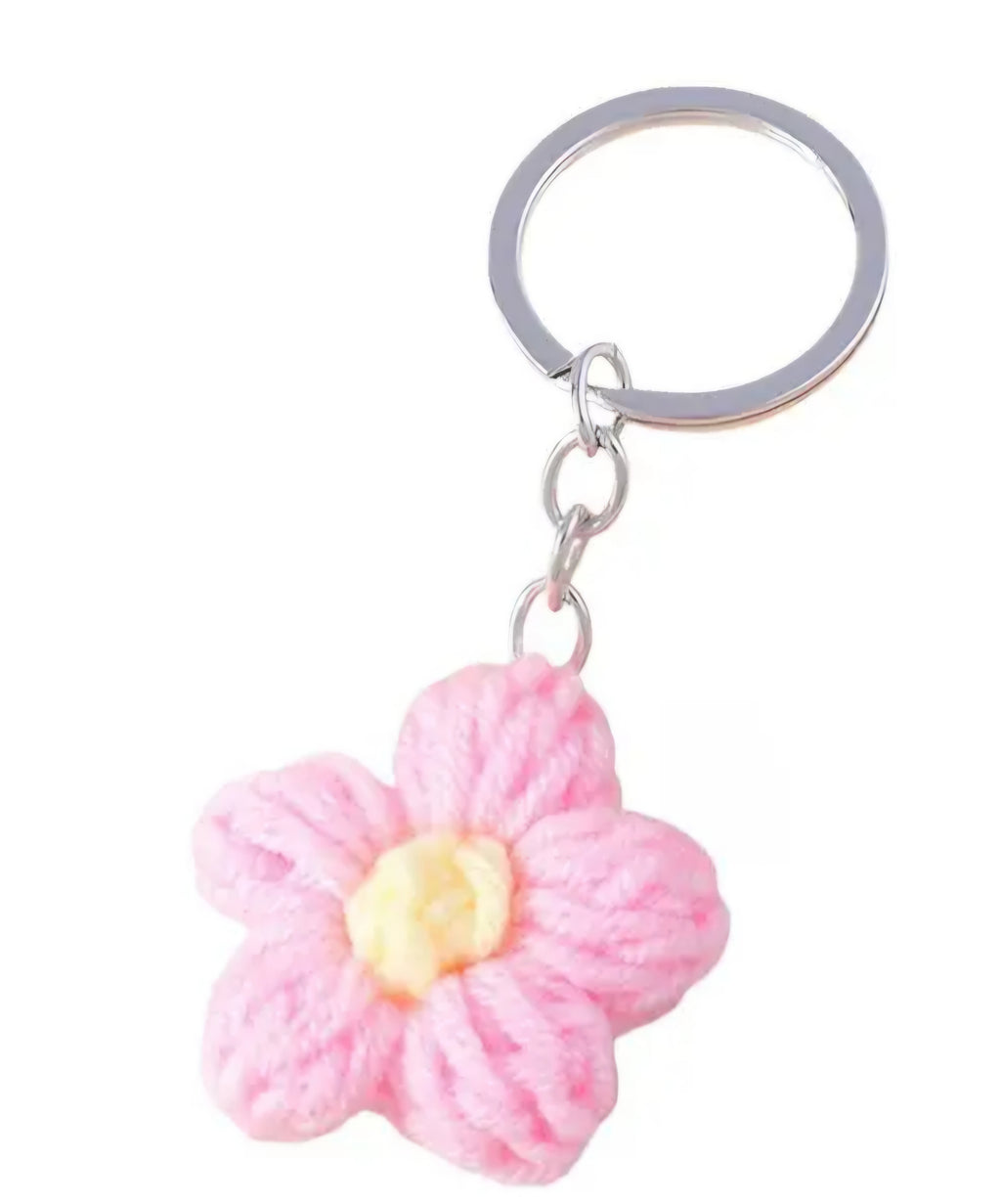 Petite Crochet Flower Keychain