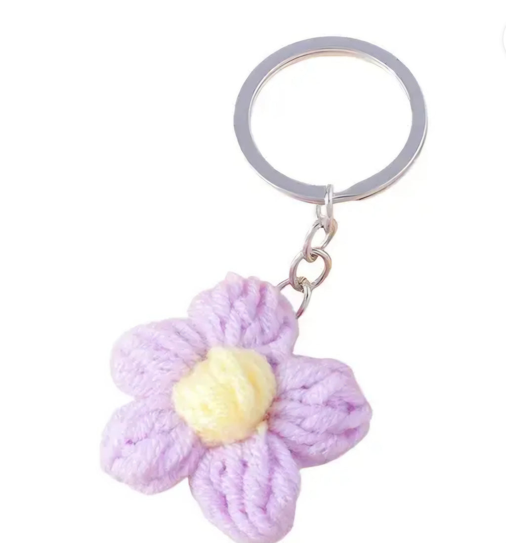 Petite Crochet Flower Keychain