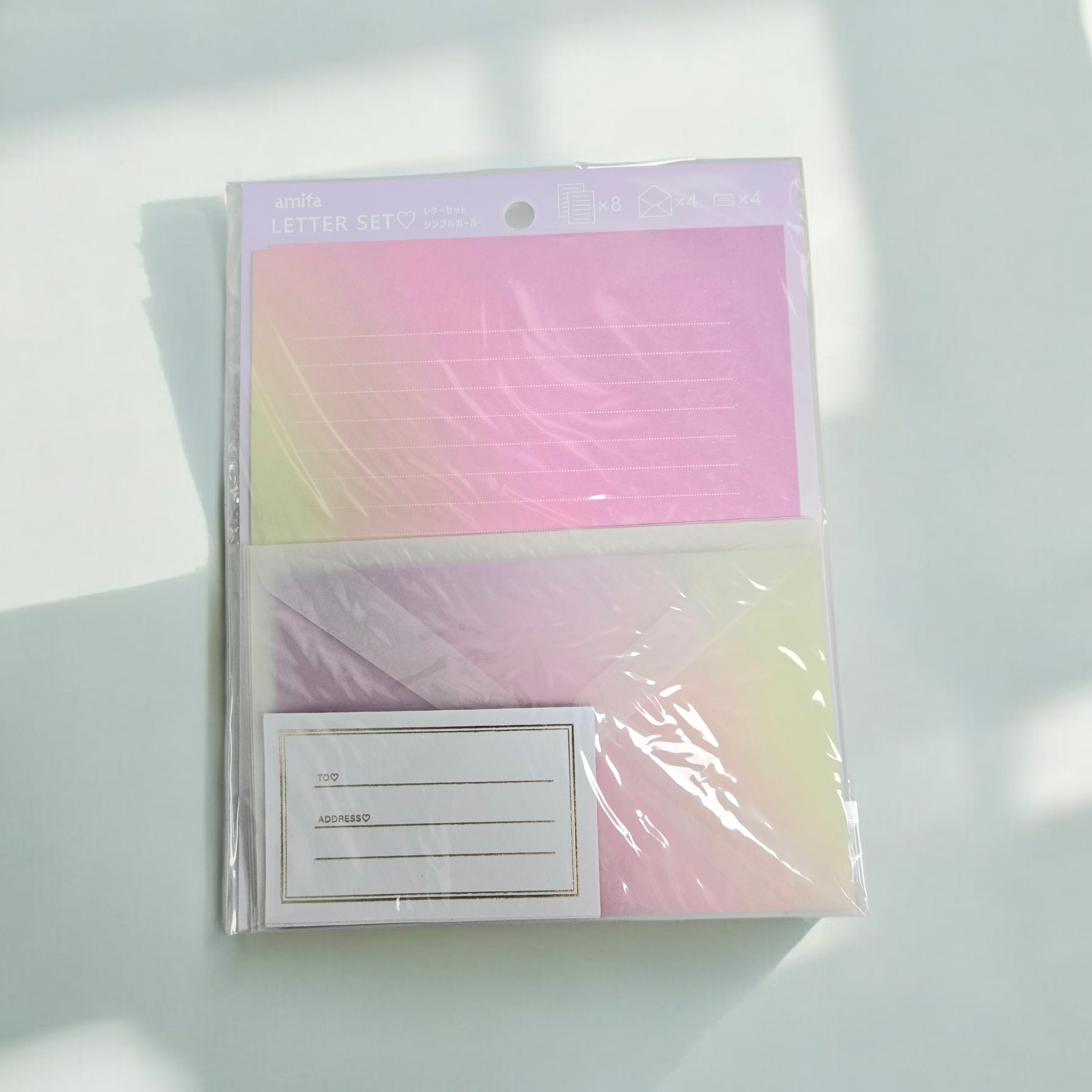 Amifa Pastel Gradient Letter Set | Japanese Stationery | Cute Writing Paper & Envelopes | Kawaii Letter Writing Set