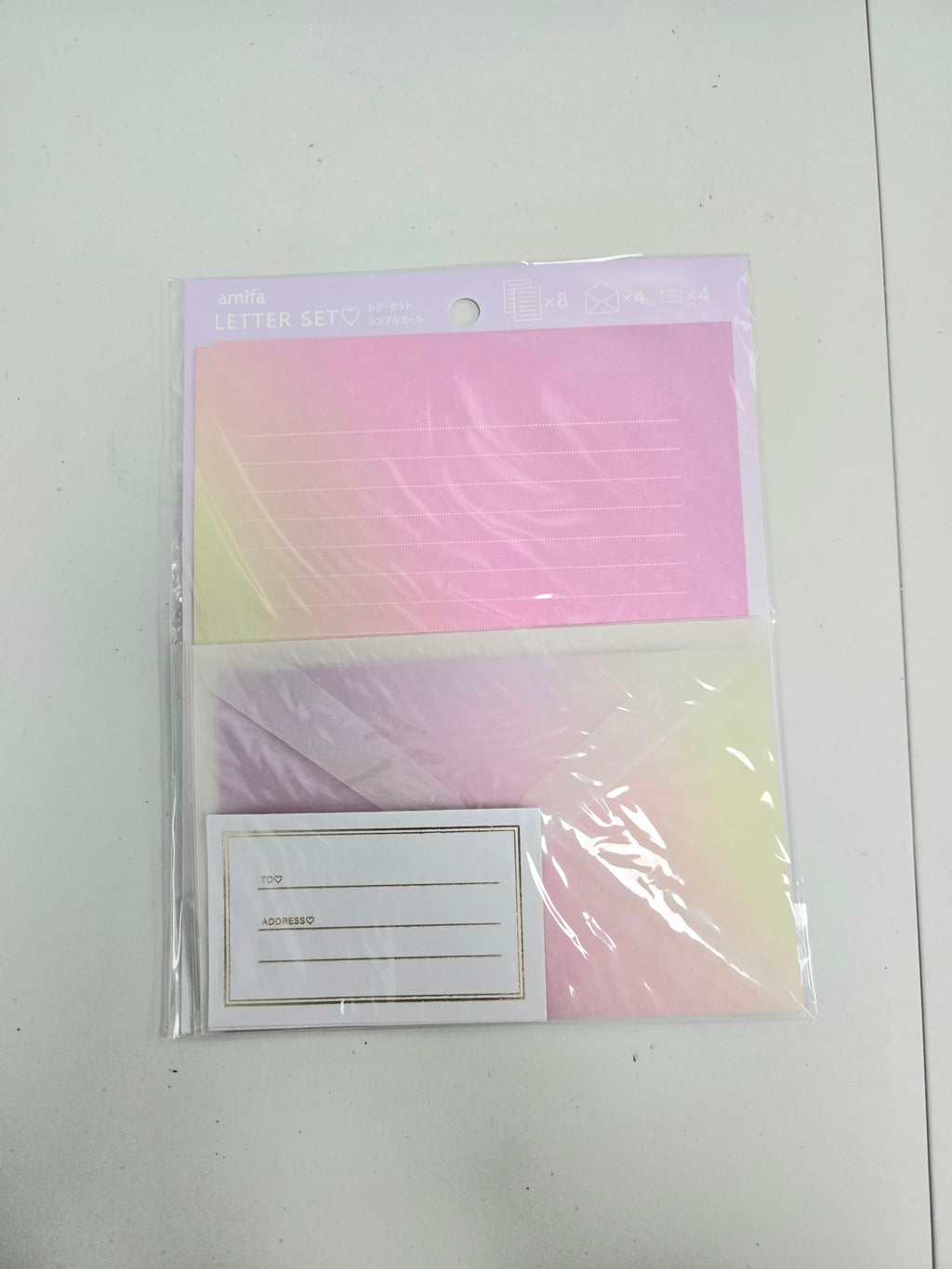 Amifa Pastel Gradient Letter Set | Japanese Stationery | Cute Writing Paper & Envelopes | Kawaii Letter Writing Set