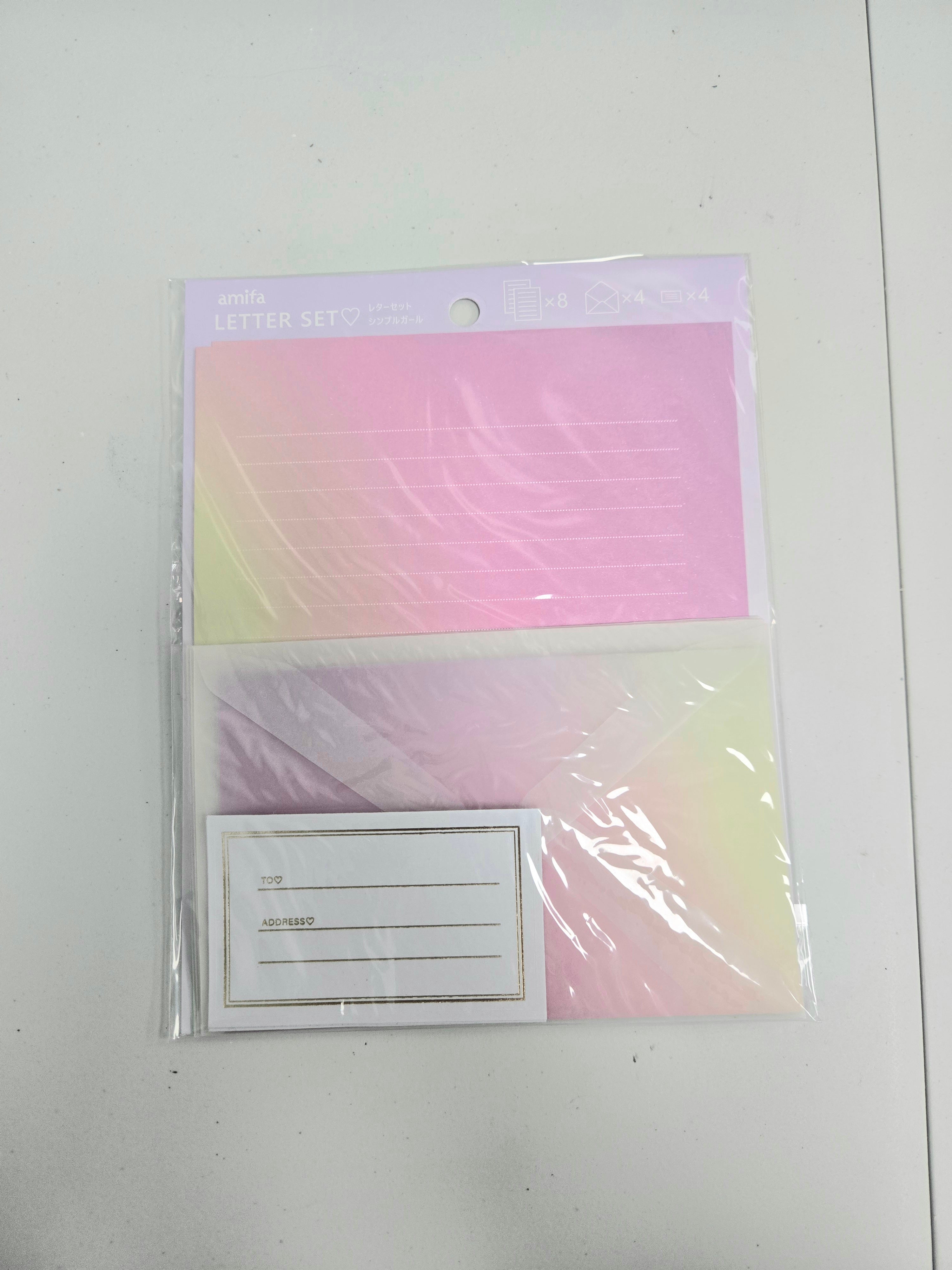 Amifa Pastel Gradient Letter Set | Japanese Stationery | Cute Writing Paper & Envelopes | Kawaii Letter Writing Set