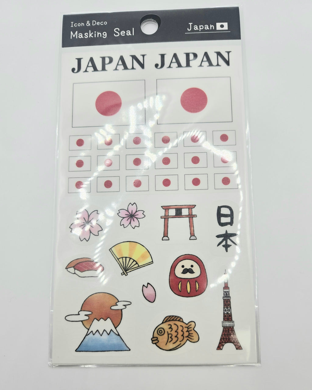Japanese Icon Sticker Sheet | Japan Masking Seal Stickers | Mt Fuji Tokyo Sakura | Japanese Stationery | Planner Stickers