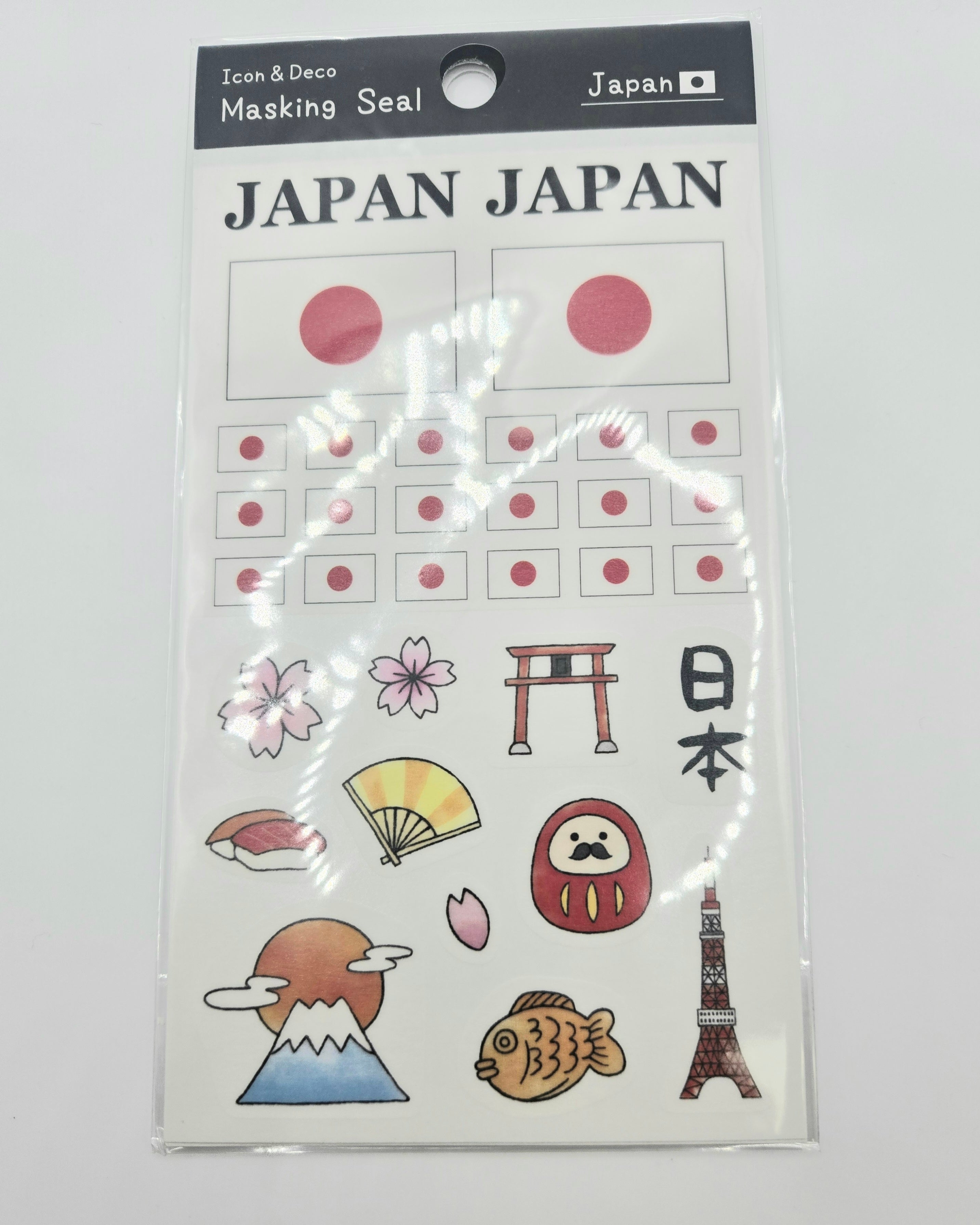 Japanese Icon Sticker Sheet | Japan Masking Seal Stickers | Mt Fuji Tokyo Sakura | Japanese Stationery | Planner Stickers