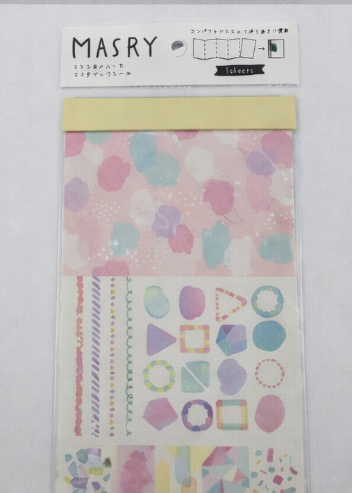 MASRY Japanese Sticker Sheets | Pastel Shapes & Patterns | Kawaii Journaling Stickers