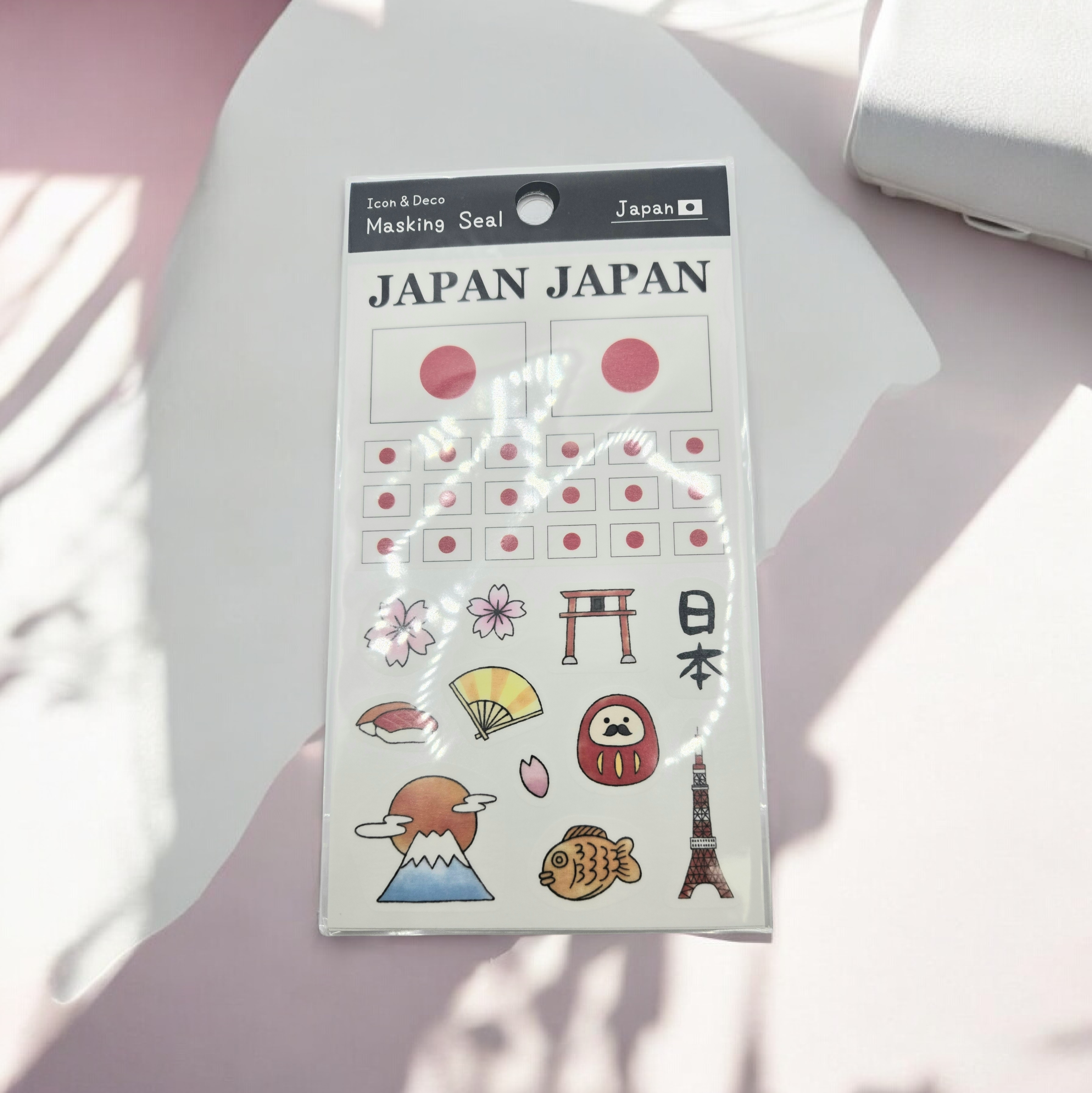 Japanese Icon Sticker Sheet | Japan Masking Seal Stickers | Mt Fuji Tokyo Sakura | Japanese Stationery | Planner Stickers
