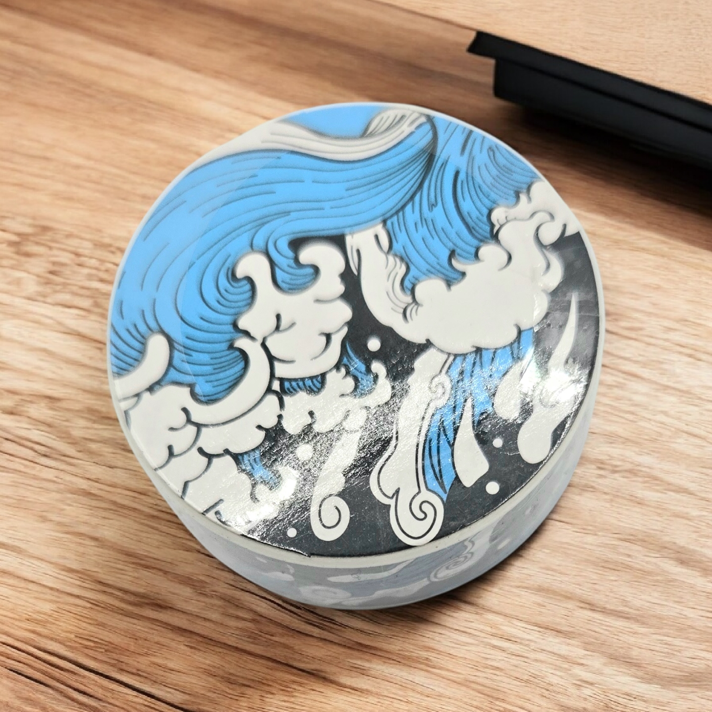 Japanese Wave Washi Tape | Blue Ocean Cloud Design | Aesthetic Journaling Tape | Japanese Stationery | Decorative Paper Tape