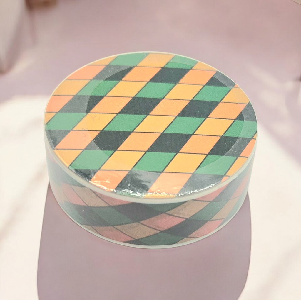 Geometric Argyle Washi Tape – Green & Orange Pattern
