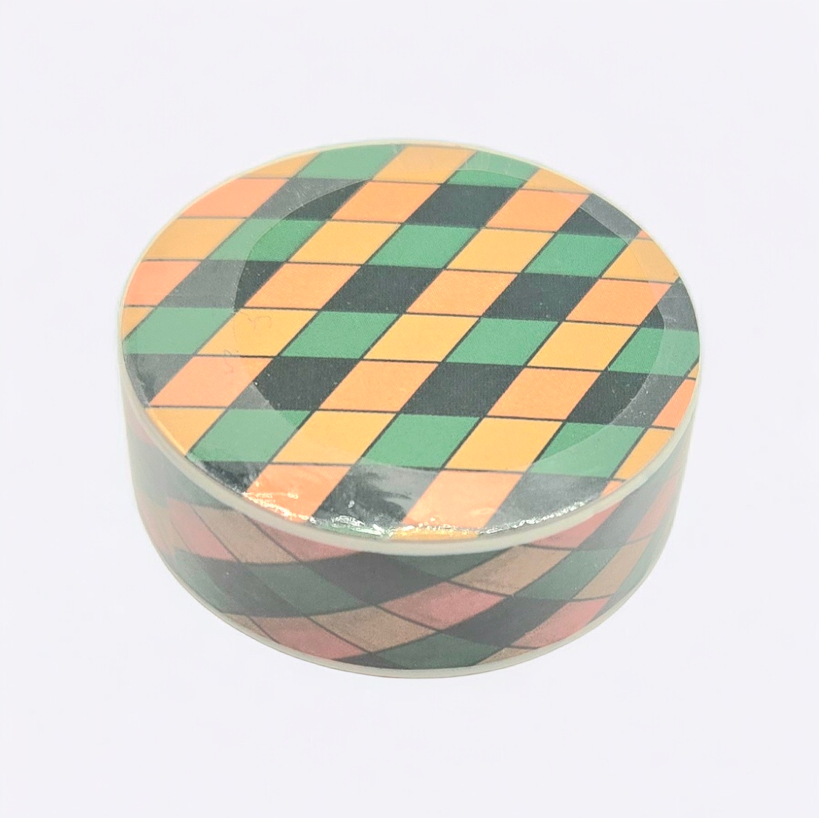 Geometric Argyle Washi Tape – Green & Orange Pattern